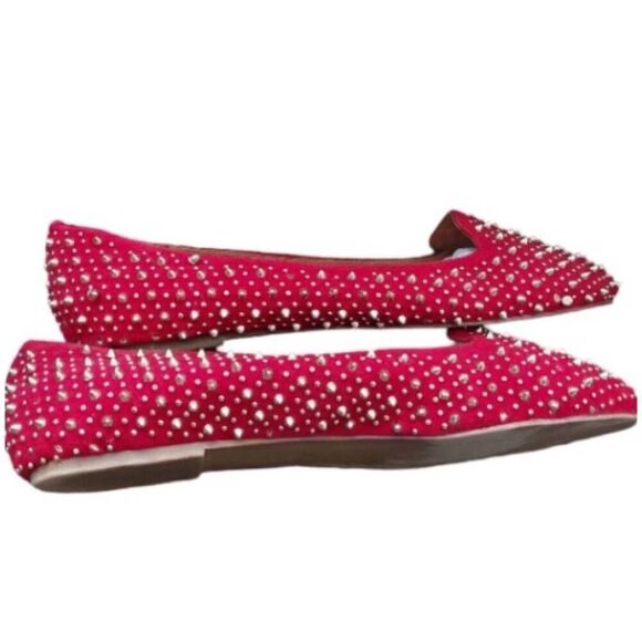 Jeffery Campbell MARTINI Loafers Red Suede Silver Studs  Size 11 - Picture 6 of 10